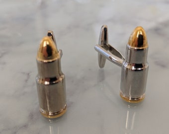 Two Toned Silver Bullet Cufflinks