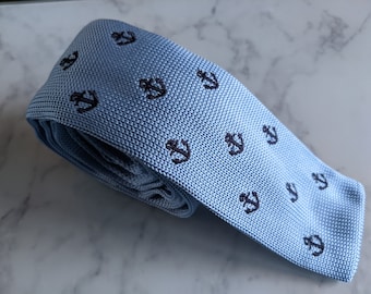 Sky Blue Anchor Knitted Tie