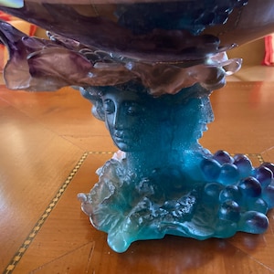 Tigela de vidro vintage Daum France Bacchus pâte-de-verre