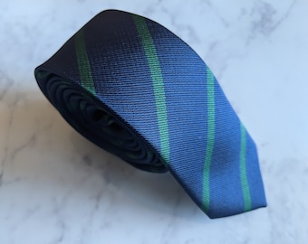 Navy Blue and Green Diagonal Stripe Tie