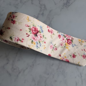 Beige Floral Cotton Tie