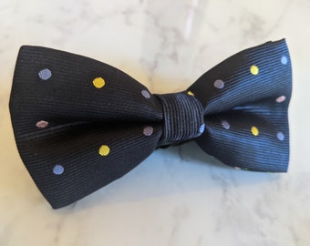 Navy Blue Colourful Polka Dot Bow Tie