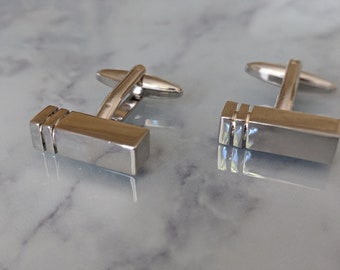 Gemelli in oro bianco rettangolari - De Simone Gioielli