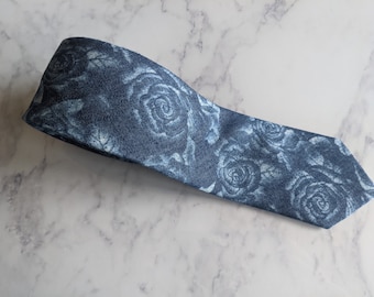 Blue Floral Cotton Tie