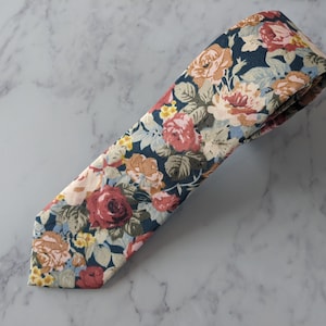 Blue Floral Pattern Tie