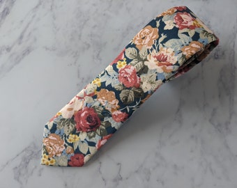 Blue Floral Pattern Tie