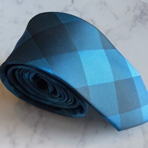 Mens Blue Plaid Tie