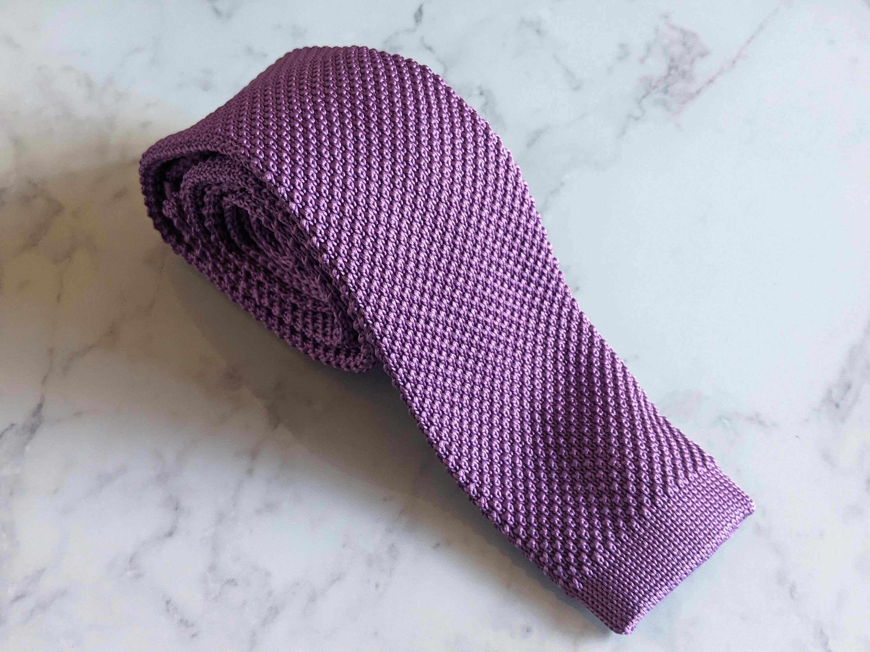 Purple Handmade Knitted Tie Etsy