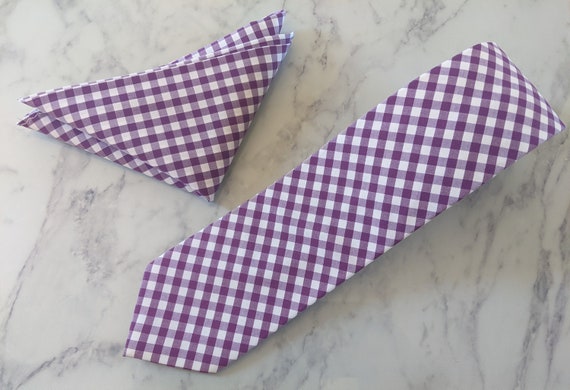 Purple gingham shirt tie deals