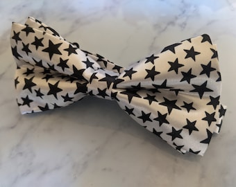 White and Black Star Bow Tie