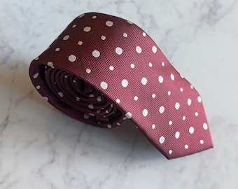 Mens Burgundy Polka Dot Tie