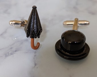 Bowler Hat & Umbrella Cufflinks