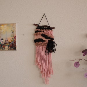 Black & Blush Mini Woven Wall Hanging