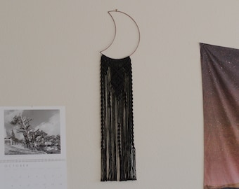 Macrame Moon Wall Hanging - Black