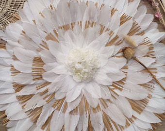 Juju hat white raffia blooming