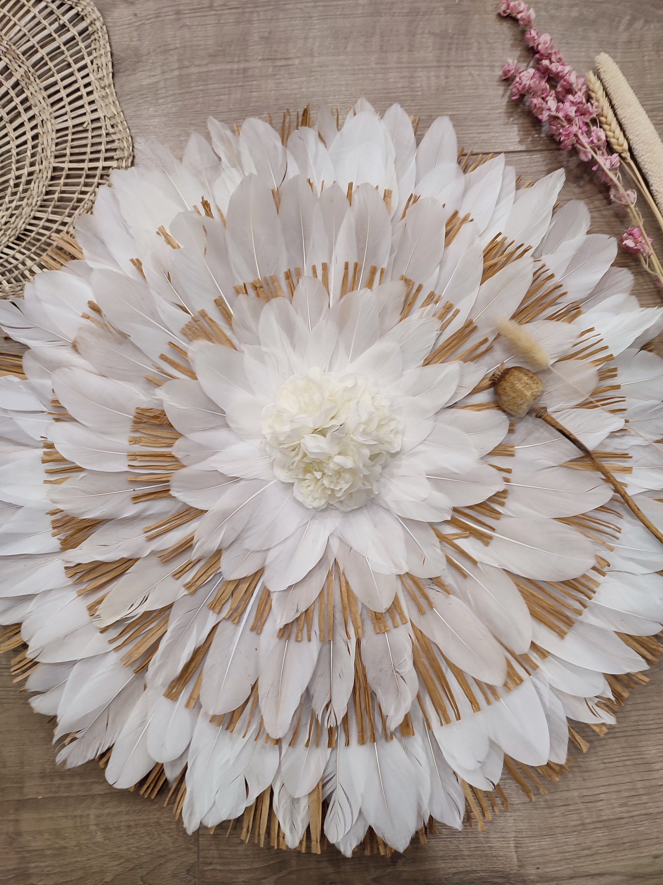 Juju Hat Blanc Raphia Fleurie