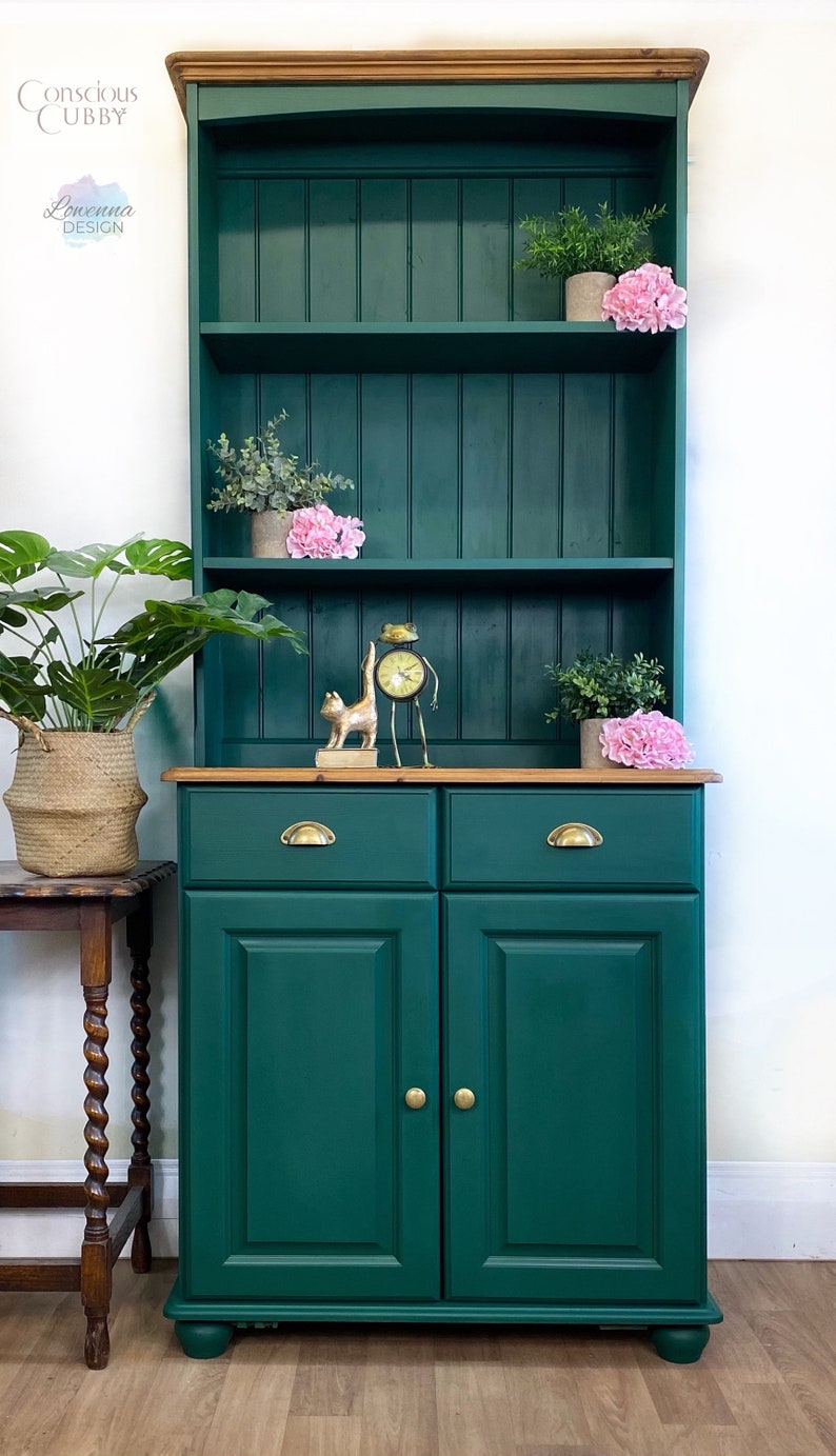 Painted Welsh Dresser Solid Oak Pine Dark Grey & Etsy
