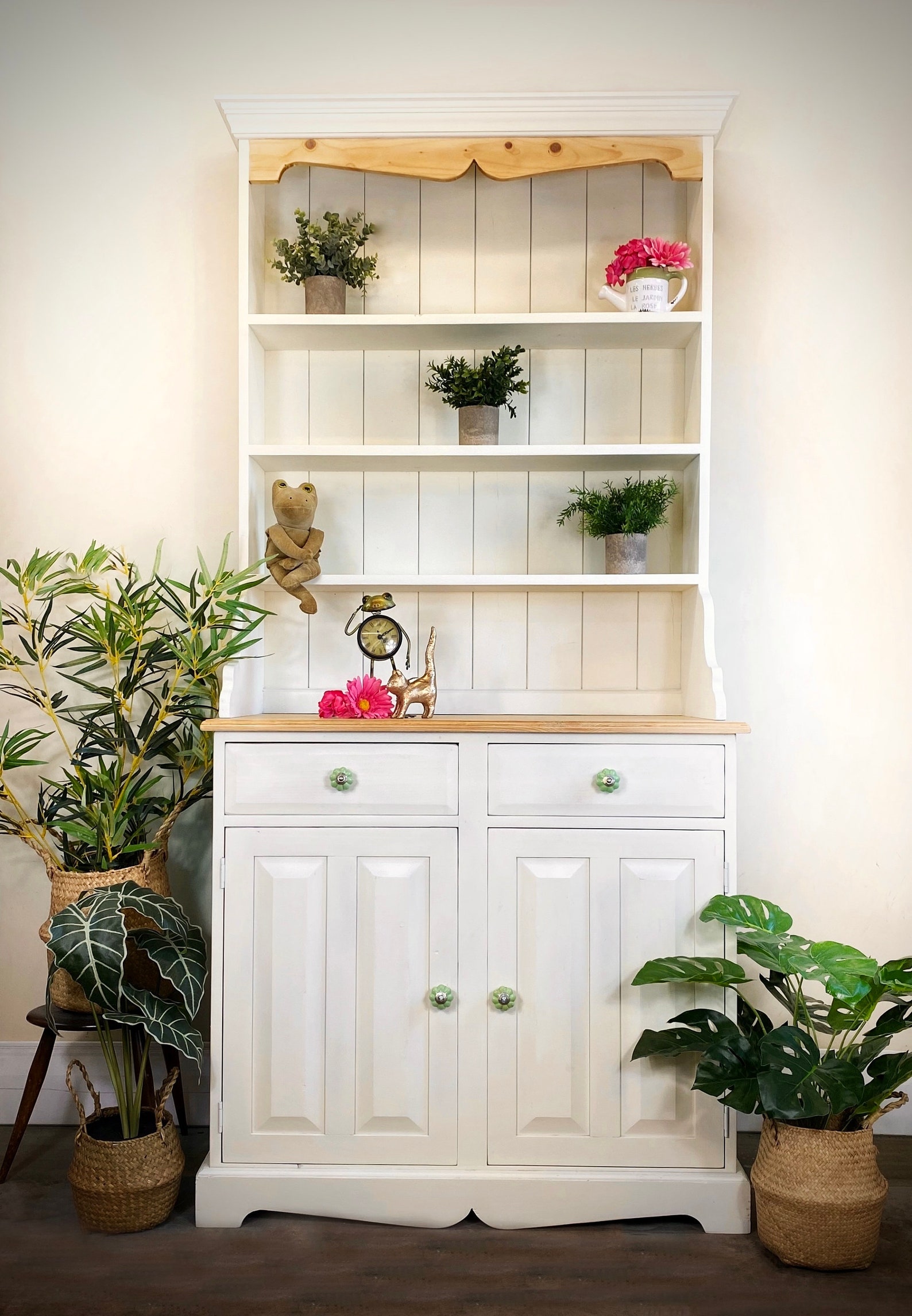 Painted Welsh Dresser Green Grey Cream Navy Blue & Gold Etsy