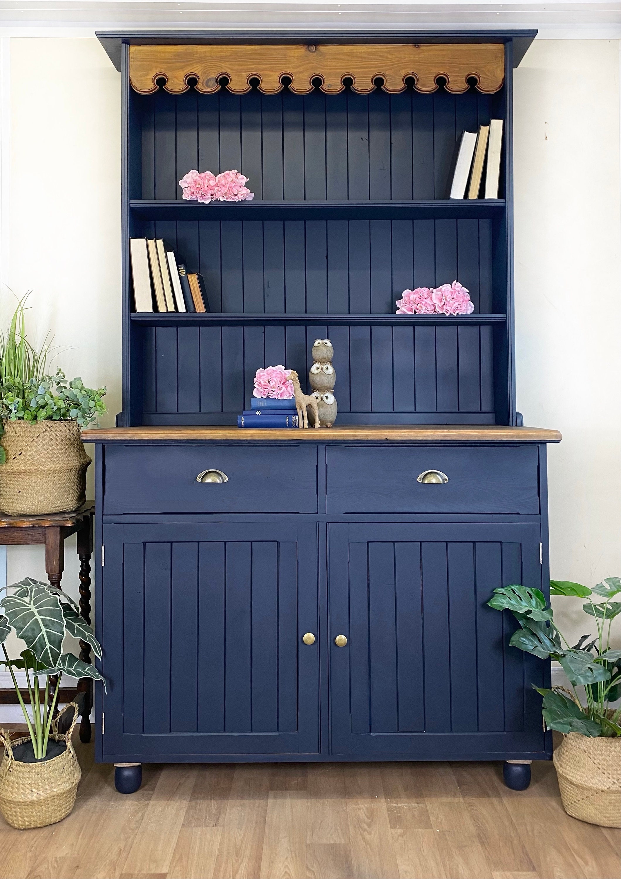 Painted Welsh Dresser Navy & Gold Solid Oak Pine Green Grey Etsy UK