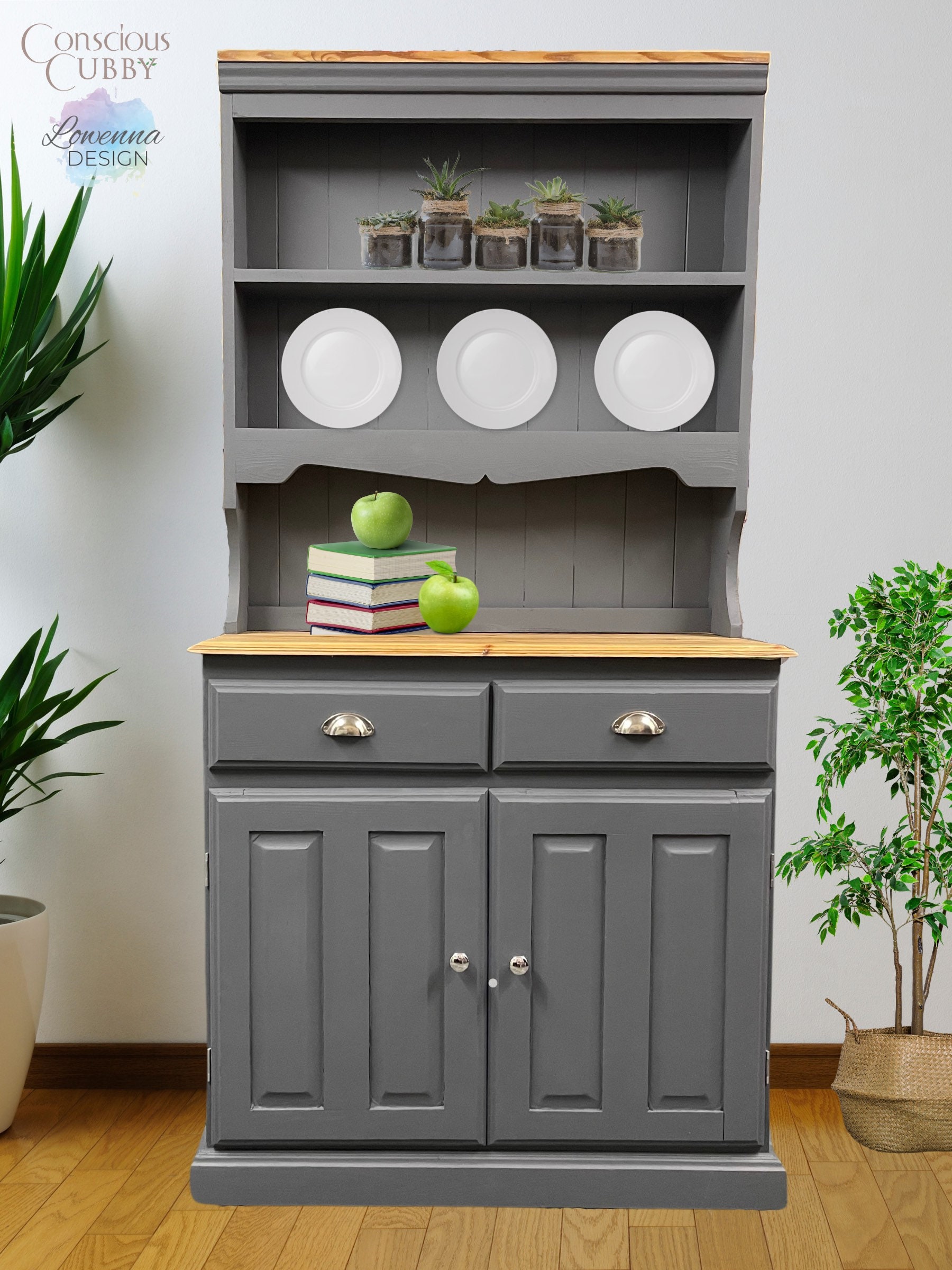Painted Welsh Dresser Solid Oak Pine Green Grey Cream Navy Etsy UK