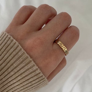 18k Gold Detail Ring • US 5, 6, 7, 8 • Gold Plated Stainless steel • Stackable • Band Ring • Tarnish Resistant • Gift For Her