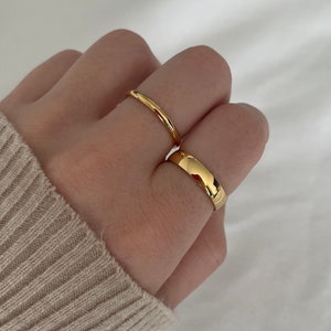 Gold Thin Band Ring • US 5/6/7/8 • Gold Plated Stainless Steel • Dainty • Stackable • Tarnish Resistant