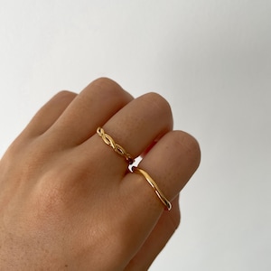 18k Gold Braided Ring US 6 / 7 / 8 PVD Gold Plated 316L Stainless Steel Dainty Thin Stackable Tarnish Resistant image 3