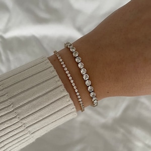 18k Gold & Silver Tennis Bracelet • 17cm+5cm extention • Zircon • Stainless Steel • Tarnish Resistant