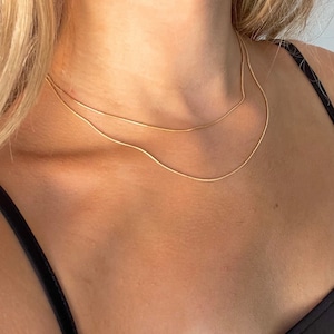 18k Gold Dainty Herringbone Chain • Necklace • Gold Plated Stainless Steel • Delicate • Thin • Gift For Her •