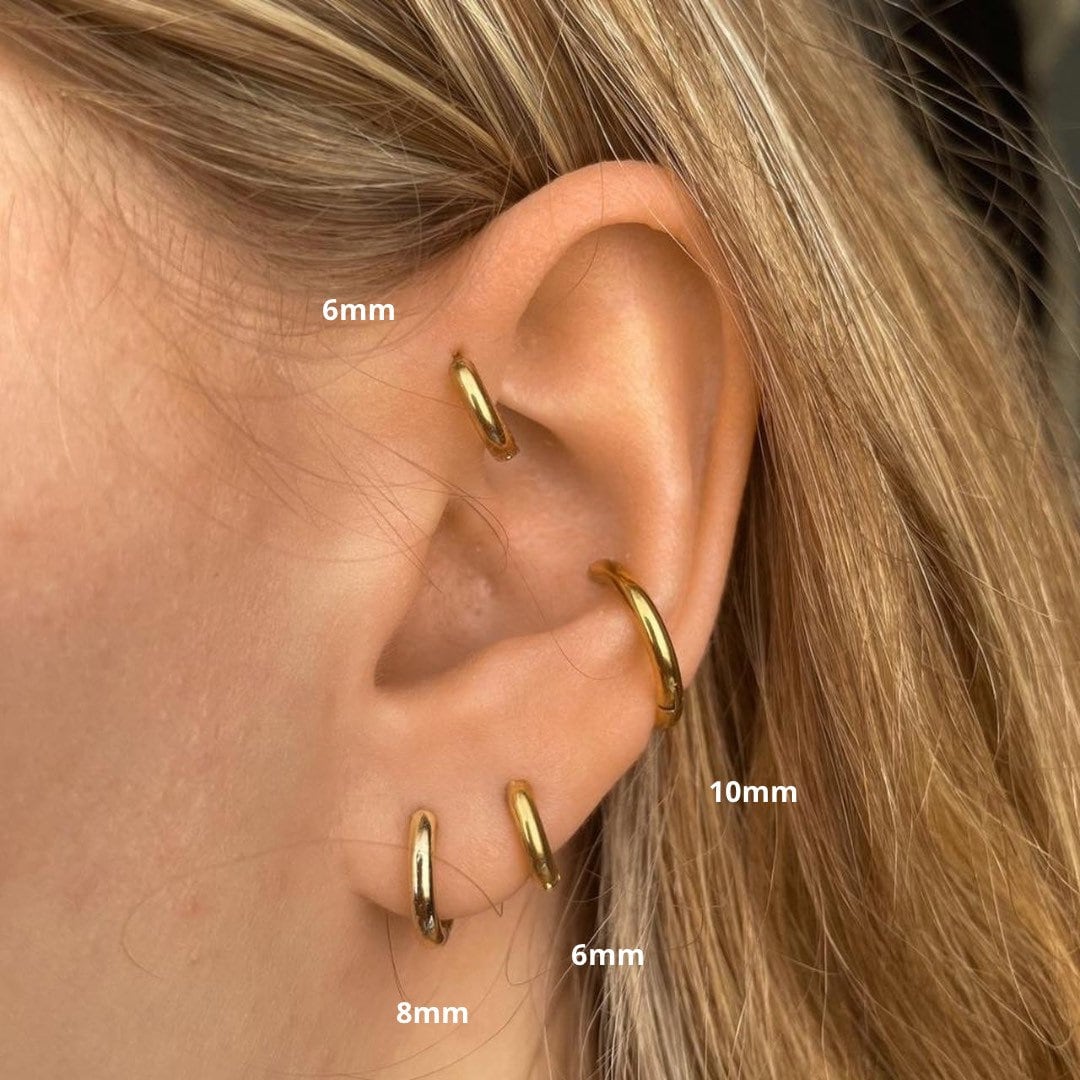 PAPAOZHU 1PC Unisex Stainless Steel Silver Black Hoop Earrings For Women  Girls Simple Small Circle 8mm/10mm/12mm/14mm Hoop Pierced Earrings | Lazada  PH