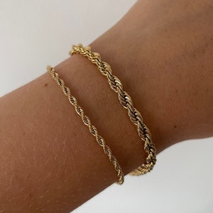 Gold Twist Rope Chain Bracelet • 16cm + 5cm Extension • Gold Plated Stainless Steel • Tarnish Resistant • Gift For Her