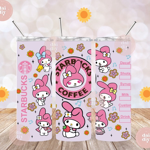 Kawaii Bunny Starbucks Coffee Digital Wrap Image for 20oz tumblers| Digital Only| Instant Downloading