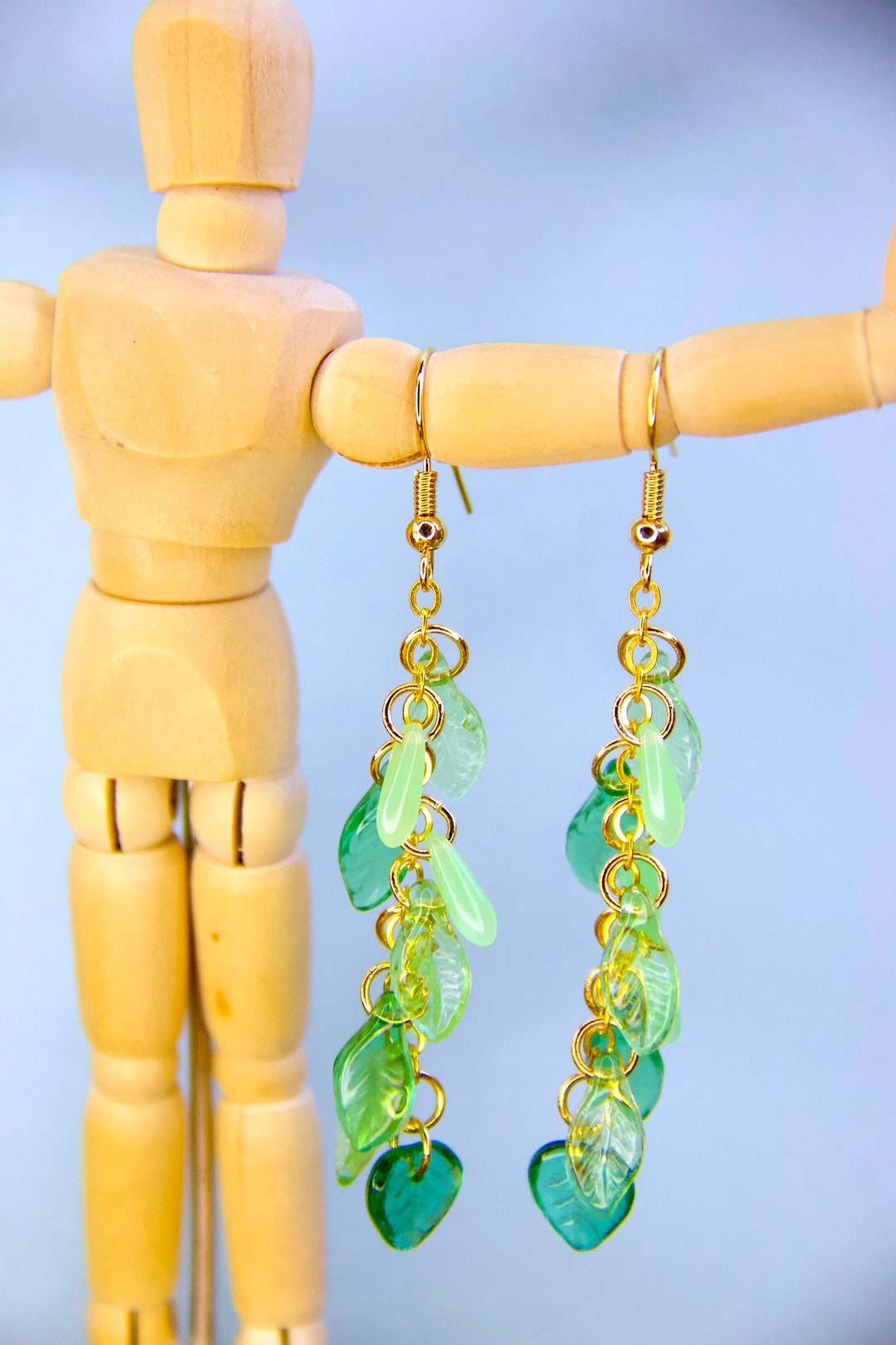 Green Fir Seasonal Drop Earrings - Clip