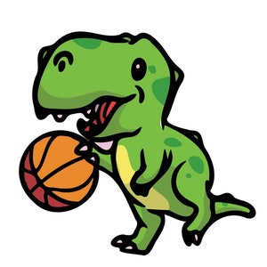 TOON Teen Rex, Temas de dinossauro T-Rex, basquete Trex, crianças dino, dinossauro svg, crianças sag, arquivos Cricut, Shaper, Clipart, CNC, Png, Dxf, Eps