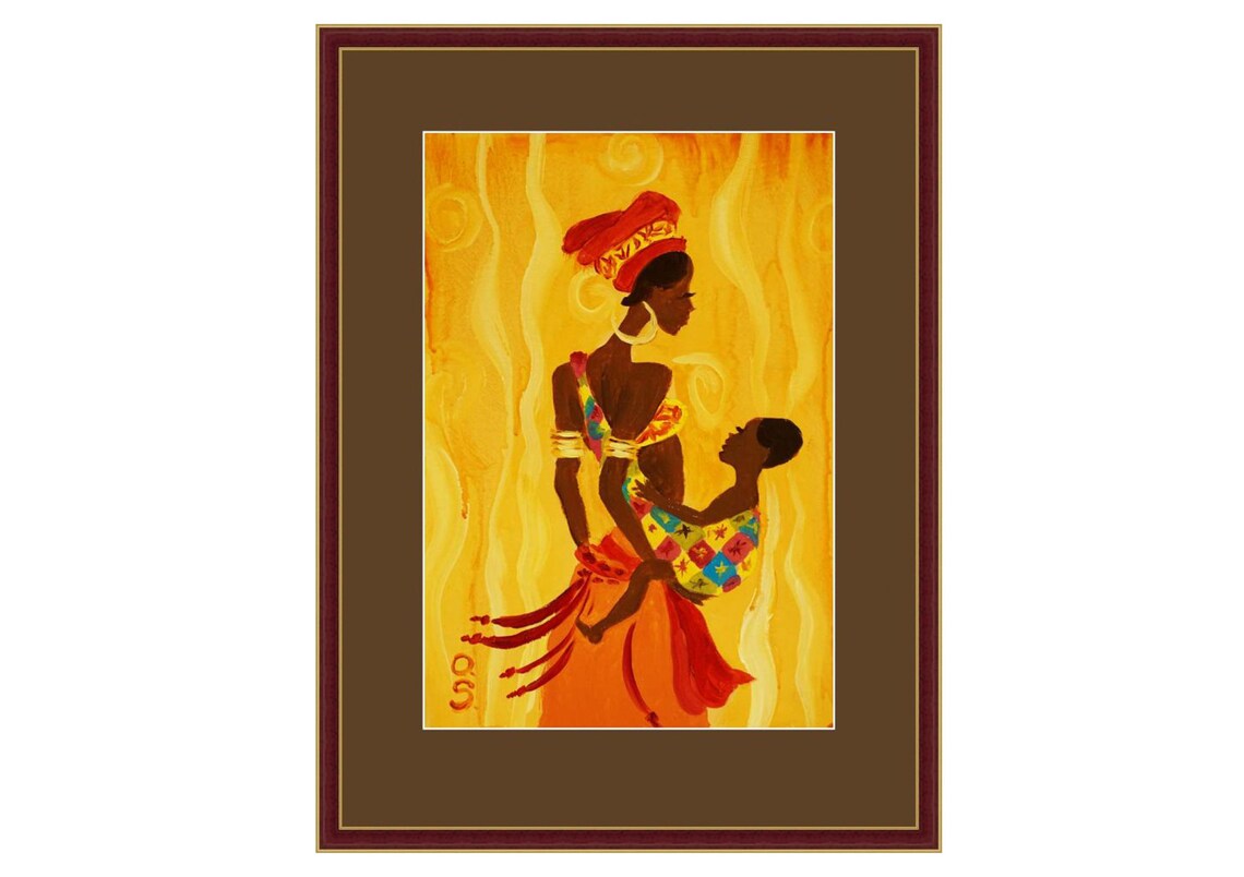 Black Woman Painting African Children Painting Original Etsy