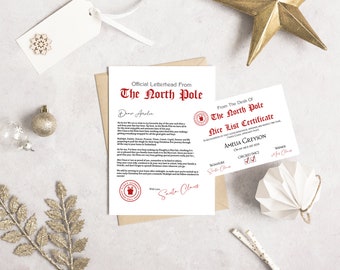 Personalised Santa Letter & Nice List Certificate | Christmas | Print | Gift