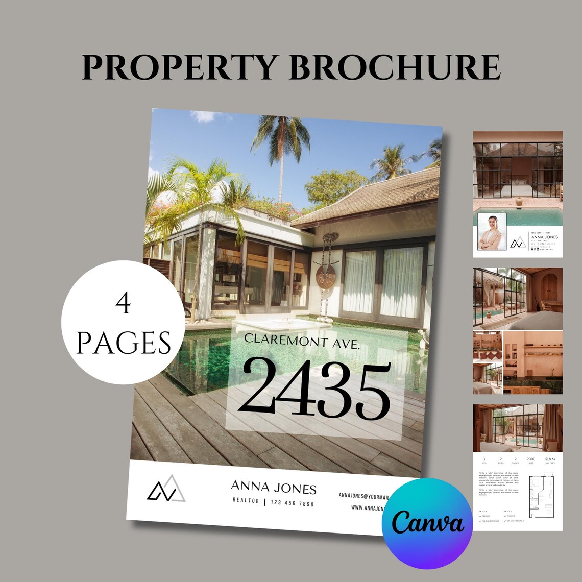 Luxury Real Estate Brochure Template | 4-page Half-fold Open House ...