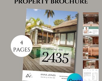 Modelo de Brochura de Imóveis de Luxo | Design de Open House e Listagem de 4 Páginas com Meia Dobra para Corretores de Imóveis | Brochura de listagem | Corretor de Imóveis