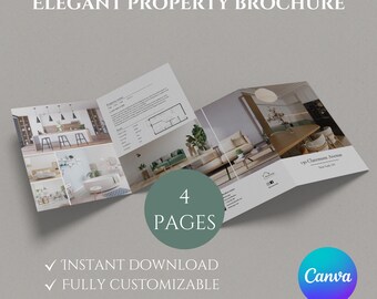 Modelo de Brochura de Imóveis de Luxo | Design de Open House e Listagem de 4 Páginas com Meia Dobra para Corretores de Imóveis | Brochura de listagem | Corretor de Imóveis
