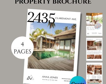 Modelo de Brochura de Imóveis de Luxo | Design de Open House e Listagem de 4 Páginas com Meia Dobra para Corretores de Imóveis | Brochura de listagem | Corretor de Imóveis
