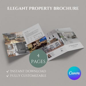 Modello di brochure immobiliare di lusso / Open House e progettazione di quotazioni a 4 pagine piegate a metà per agenti immobiliari / Brochure di quotazione / Agente immobiliare