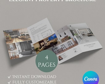 Modelo de Brochura de Imóveis de Luxo | Design de Open House e Listagem de 4 Páginas com Meia Dobra para Corretores de Imóveis | Brochura de listagem | Corretor de Imóveis