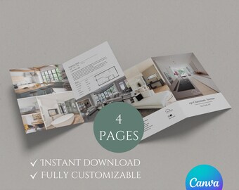 Modelo de Brochura de Imóveis de Luxo | Design de Open House e Listagem de 4 Páginas com Meia Dobra para Corretores de Imóveis | Brochura de listagem | Corretor de Imóveis