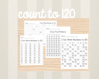 Write and Count to 120 Practice - 100s Chart - Poster - Numbers - Math - Kindergarten - Elementary - Homeschool