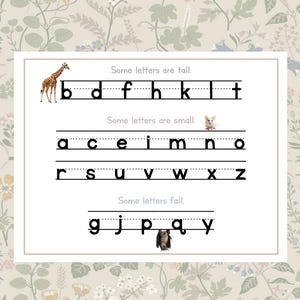 Póster para escribir letras - Ayuda para la escritura a mano - Formación de letras - Caligrafía - Alfabeto - Jardín de infantes - Primaria - Educación en el hogar