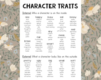 Character Traits - Reading - Comprehension - Creative Writing - Character Study - Word List - Word Wall - Elementary