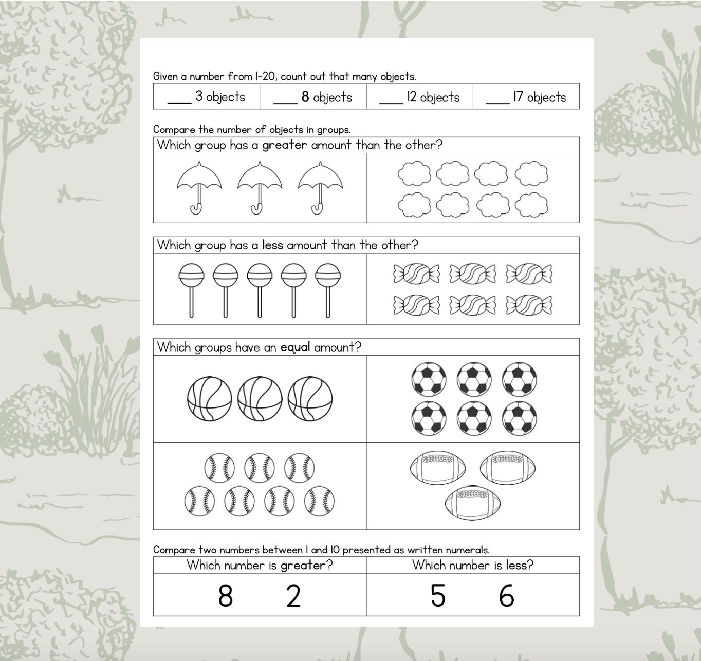 Kindergarten Grade Math Assessment - Benchmark - Comprehensive ...