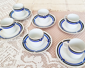 Vintage Coffee Cups and Saucers Set
