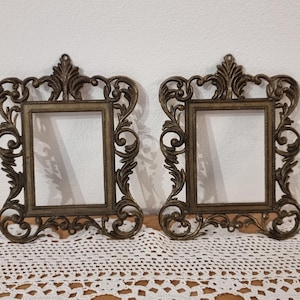 Set of 2 Small Vintage Frames - Gold Metal Photo Frame