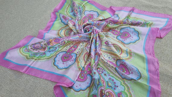 Foulard vintage con stampa paisley in seta - sciarpa vintage - carrè vintage